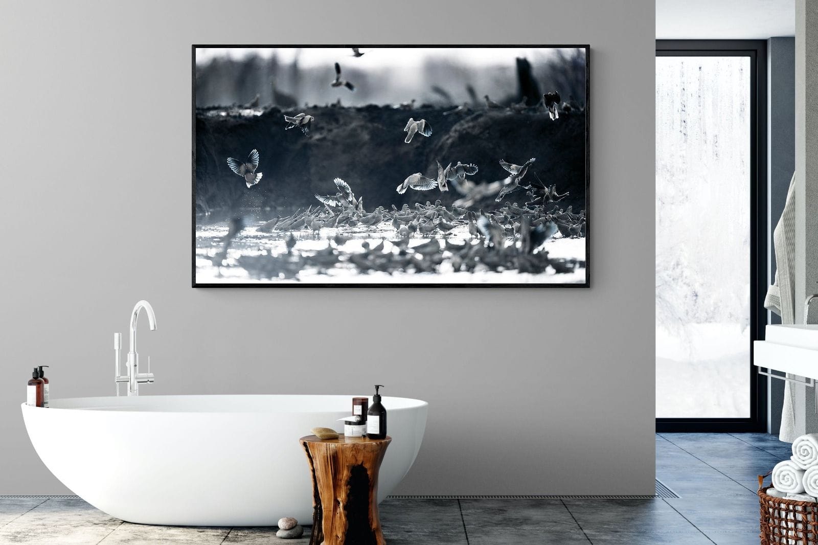 Fluttering Angels-Wall_Art-180 x 110cm-Mounted Canvas-Black-Pixalot