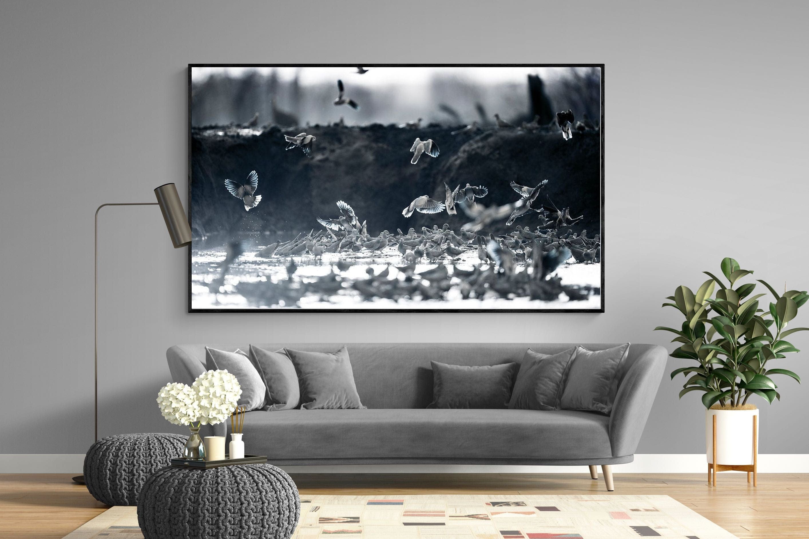 Fluttering Angels-Wall_Art-220 x 130cm-Mounted Canvas-Black-Pixalot