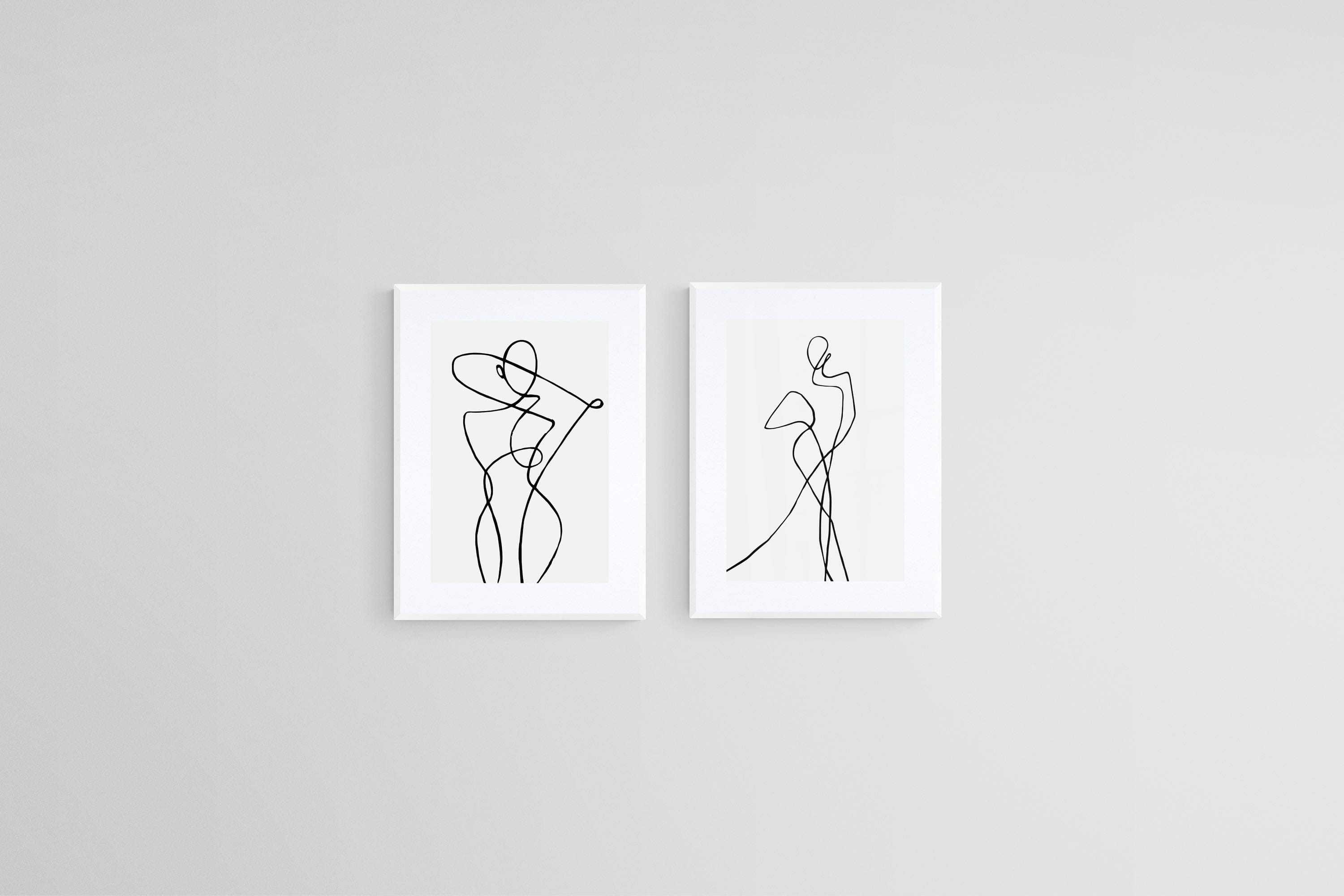 Freehand Figures Set-Wall_Art-45 x 60cm (x2)-Framed Print-White-Pixalot