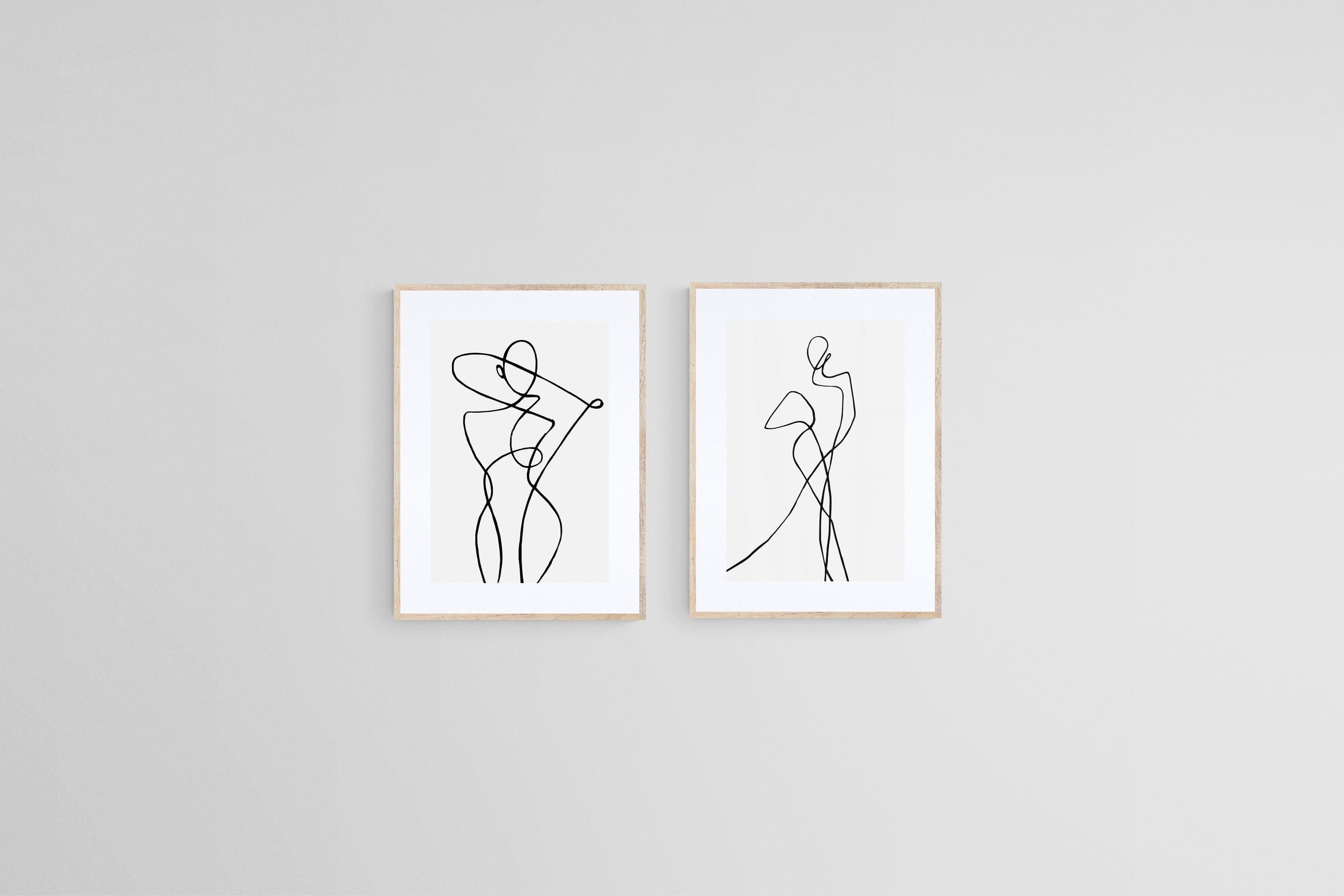 Freehand Figures Set-Wall_Art-45 x 60cm (x2)-Framed Print-Wood-Pixalot
