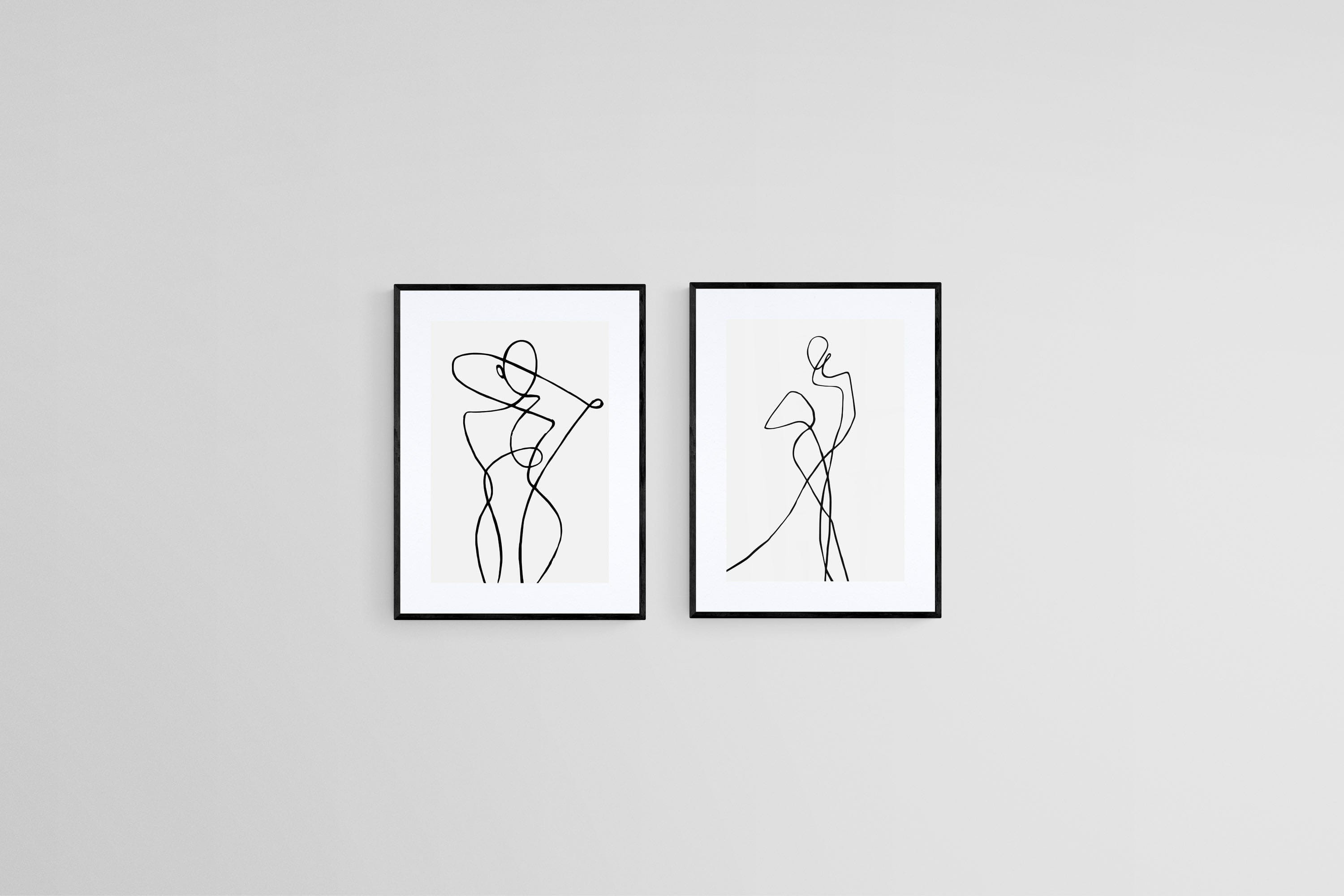 Freehand Figures Set-Wall_Art-45 x 60cm (x2)-Framed Print-Black-Pixalot