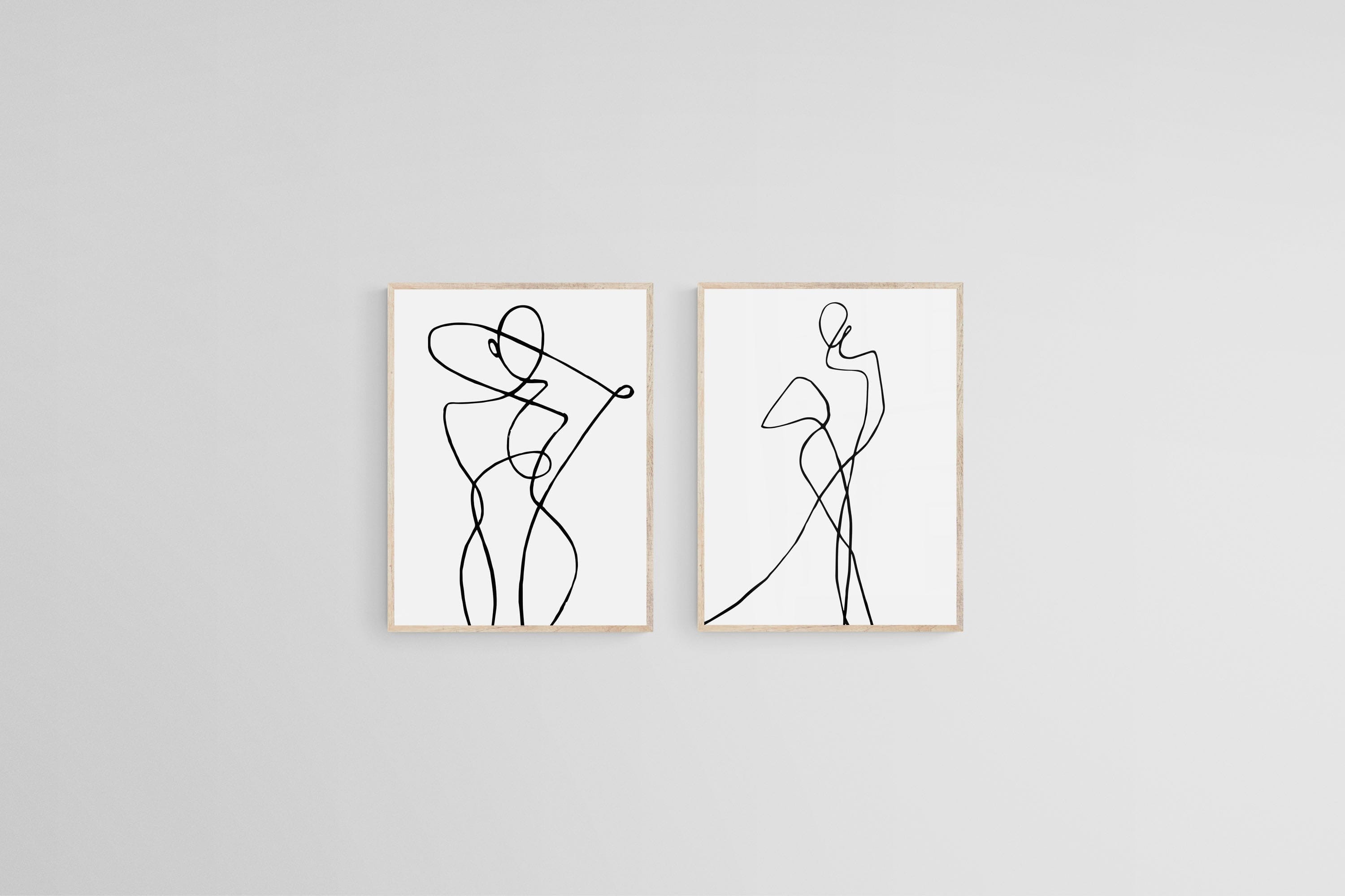 Freehand Figures Set-Wall_Art-45 x 60cm (x2)-Mounted Canvas-Wood-Pixalot