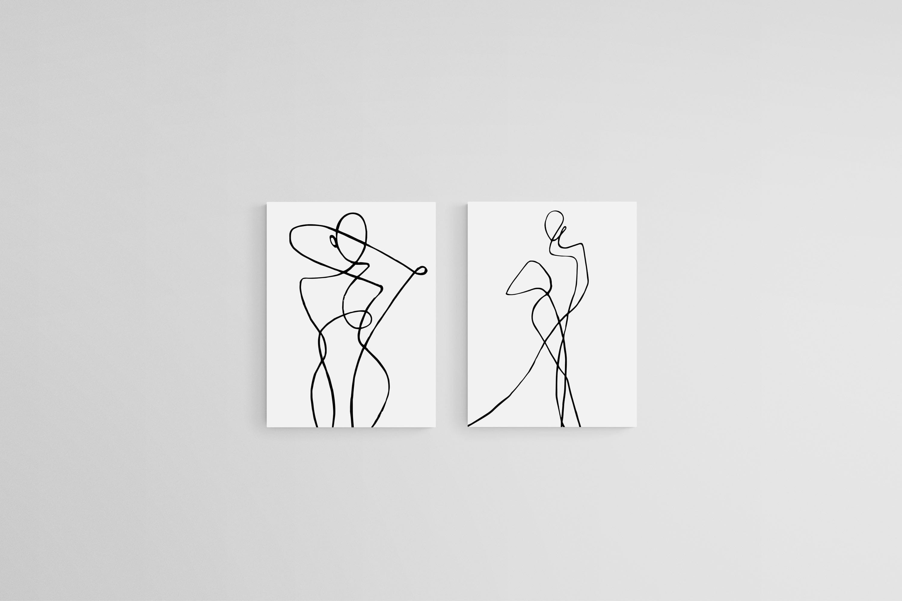 Freehand Figures Set-Wall_Art-45 x 60cm (x2)-Mounted Canvas-No Frame-Pixalot