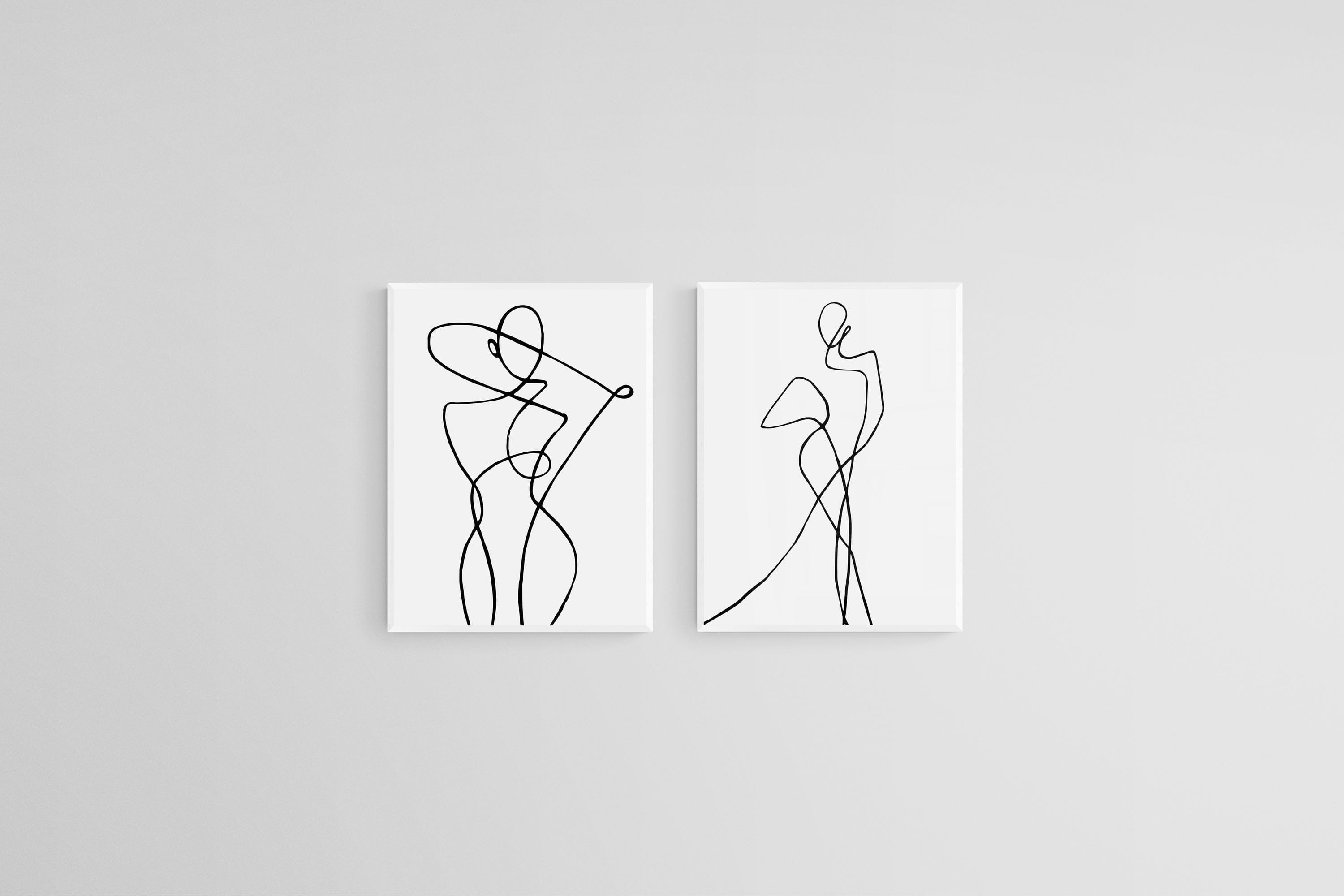 Freehand Figures Set-Wall_Art-45 x 60cm (x2)-Mounted Canvas-White-Pixalot