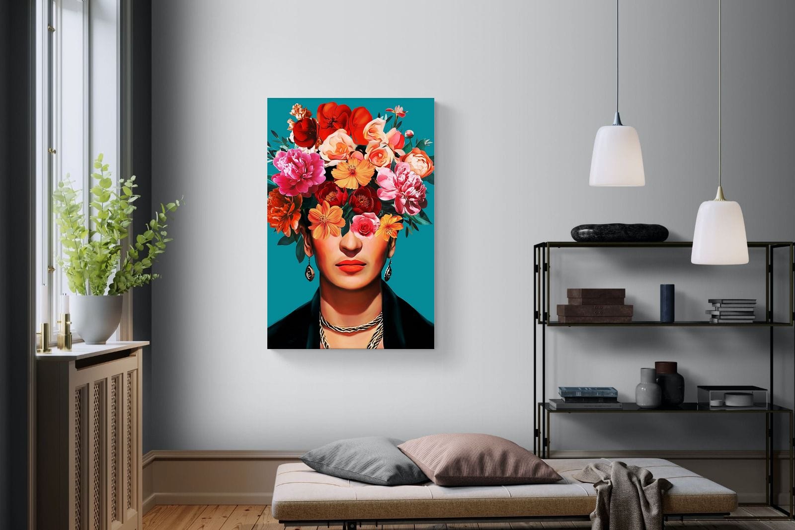 Frida Crimson Floral-Wall_Art-100 x 150cm-Mounted Canvas-No Frame-Pixalot