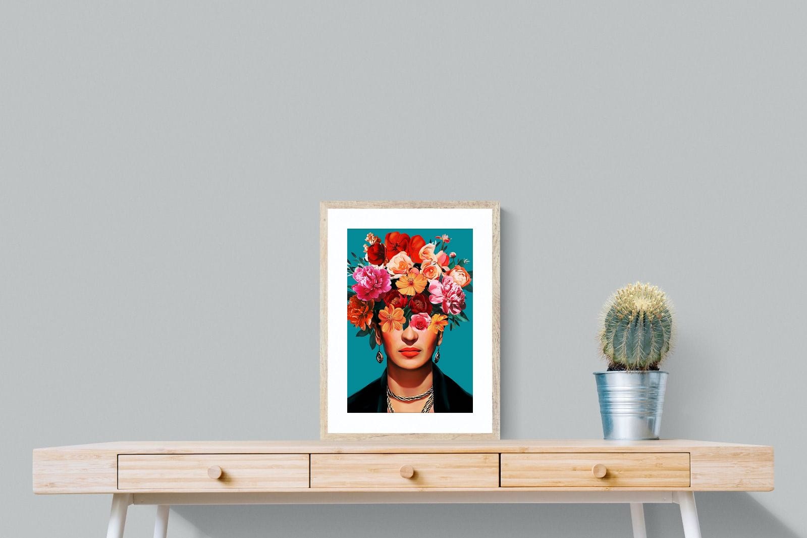 Frida Crimson Floral-Wall_Art-45 x 60cm-Framed Print-Wood-Pixalot