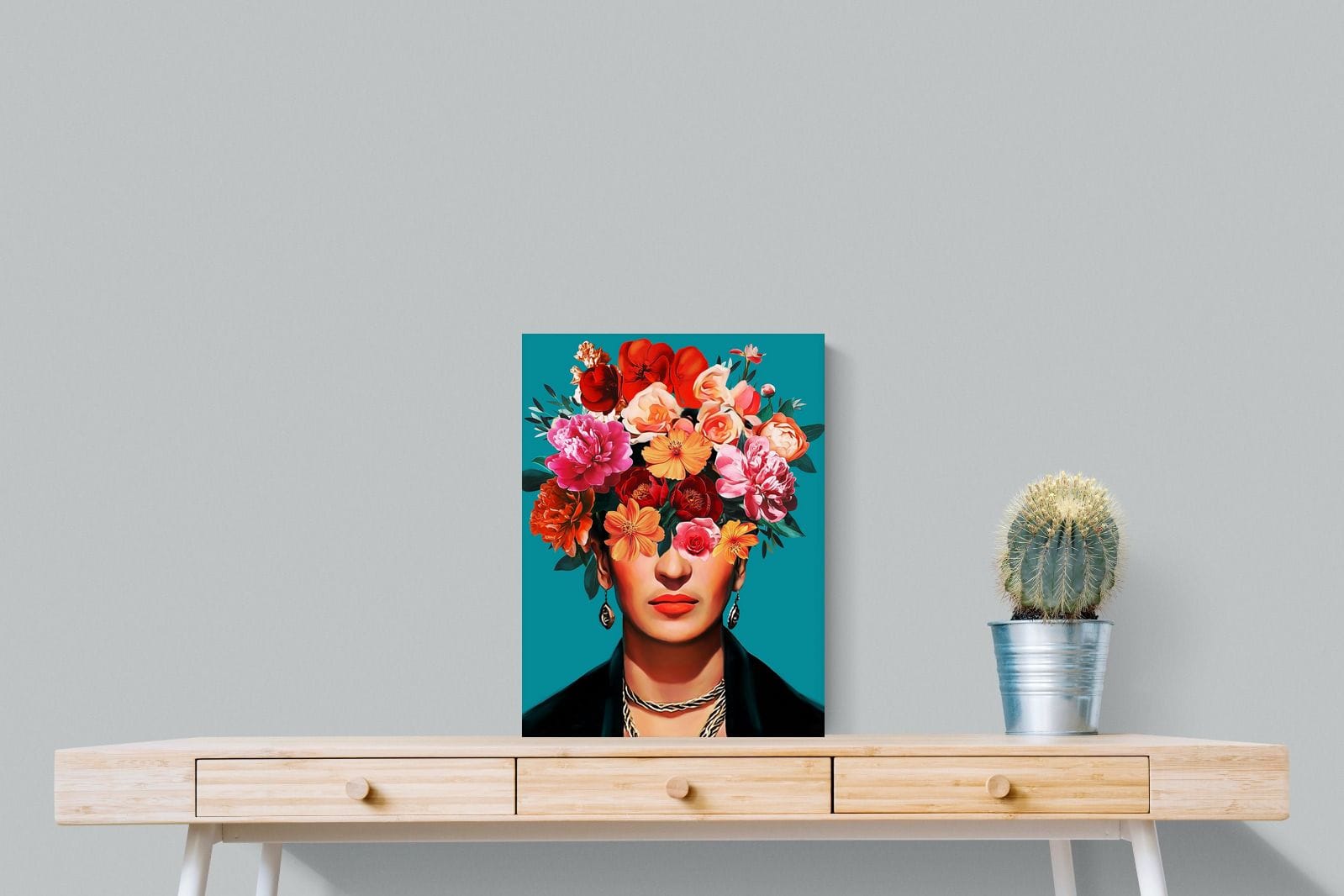 Frida Crimson Floral-Wall_Art-45 x 60cm-Mounted Canvas-No Frame-Pixalot