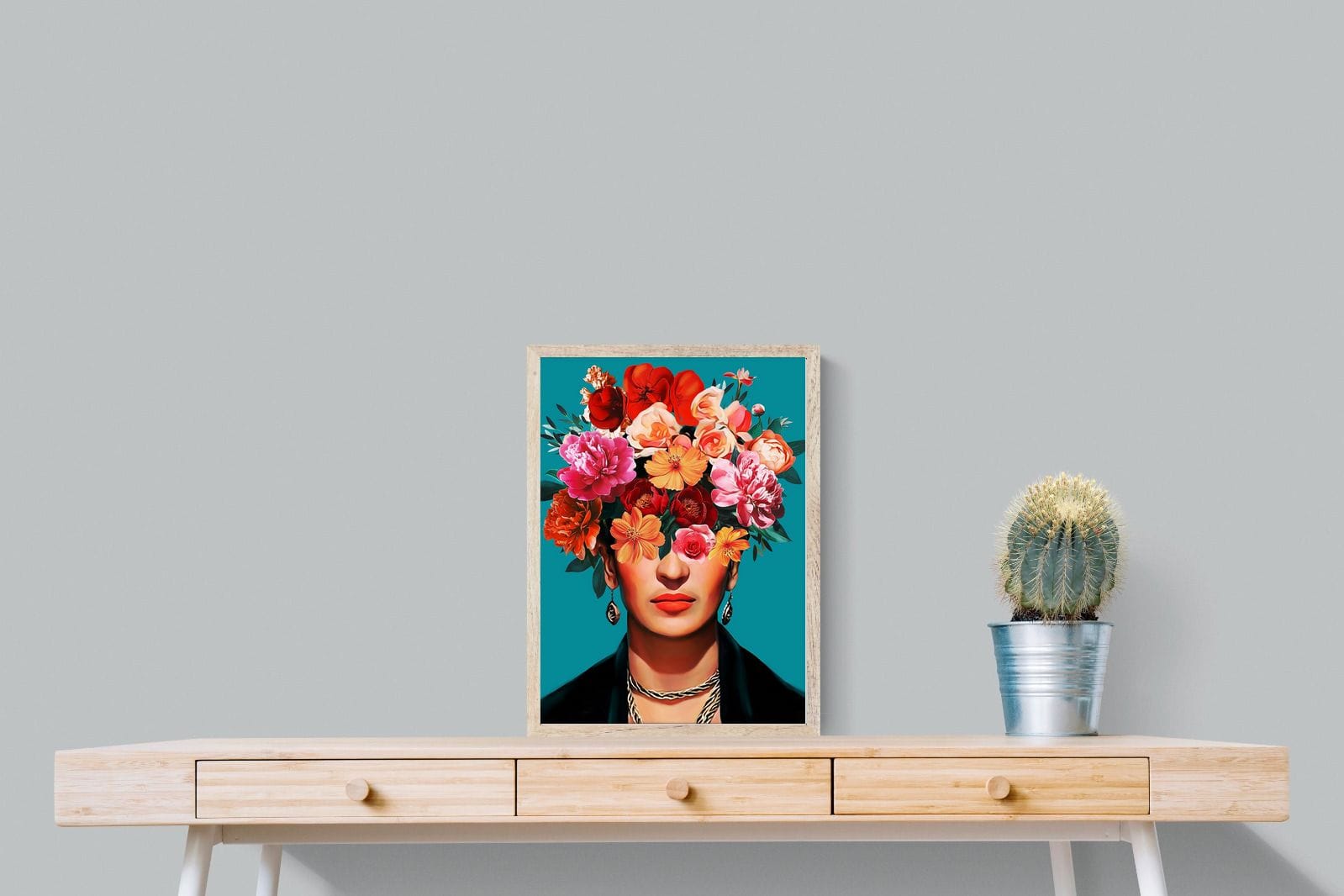 Frida Crimson Floral-Wall_Art-45 x 60cm-Mounted Canvas-Wood-Pixalot