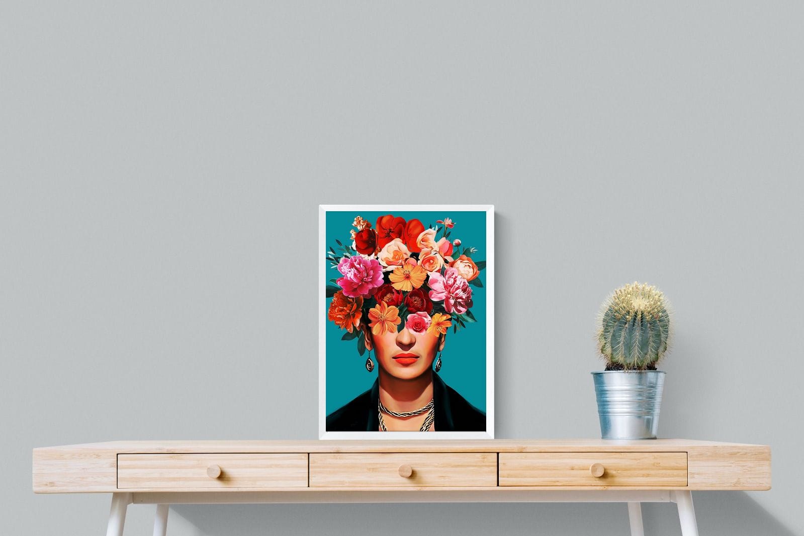 Frida Crimson Floral-Wall_Art-45 x 60cm-Mounted Canvas-White-Pixalot