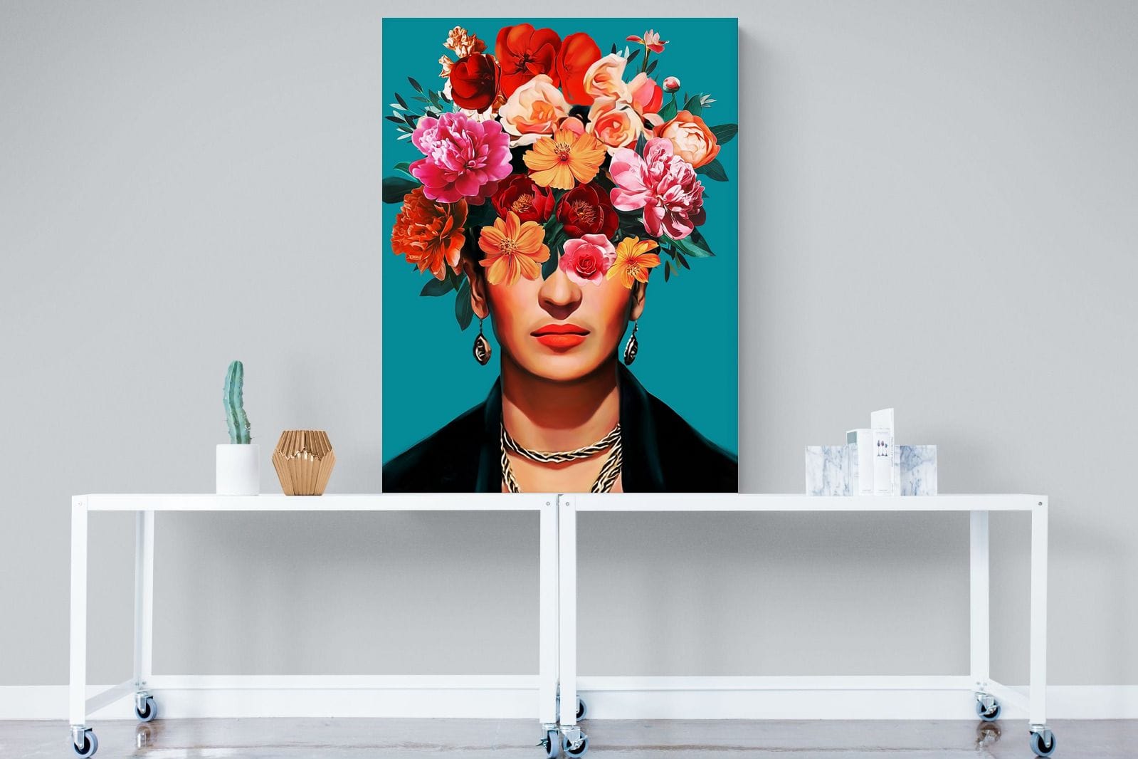 Frida Crimson Floral-Wall_Art-90 x 120cm-Mounted Canvas-No Frame-Pixalot