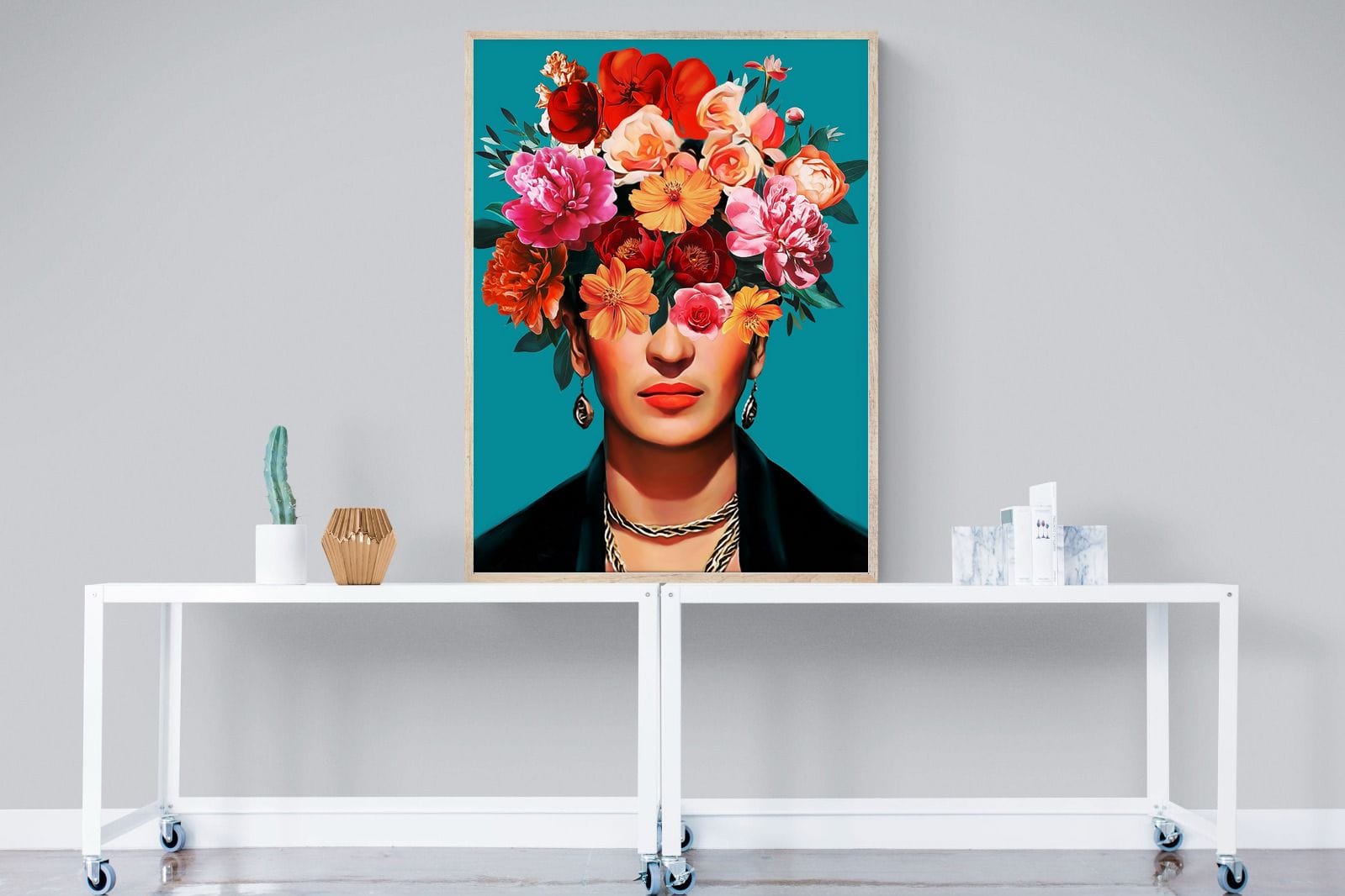 Frida Crimson Floral-Wall_Art-90 x 120cm-Mounted Canvas-Wood-Pixalot