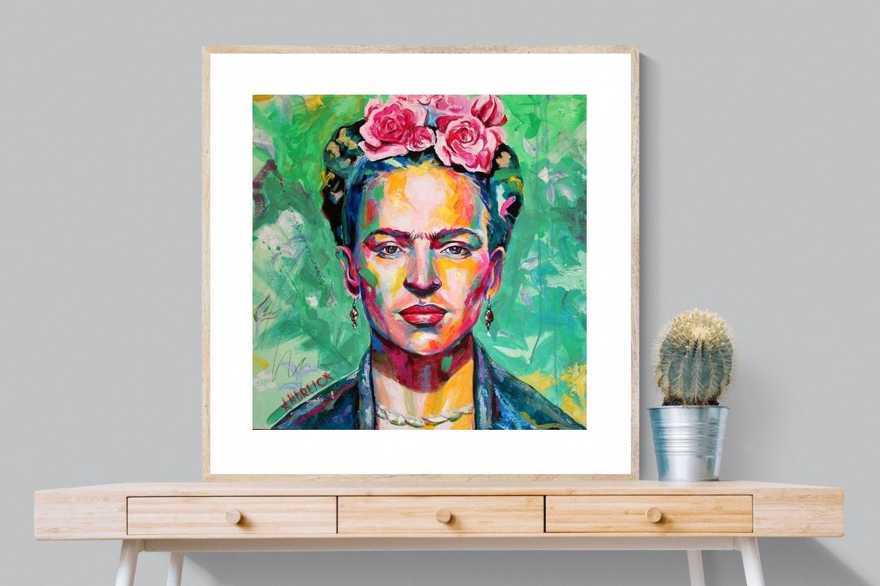 Frida Homage-Wall_Art-100 x 100cm-Framed Print-Wood-Pixalot