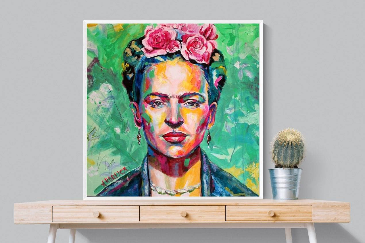 Frida Homage-Wall_Art-100 x 100cm-Mounted Canvas-White-Pixalot