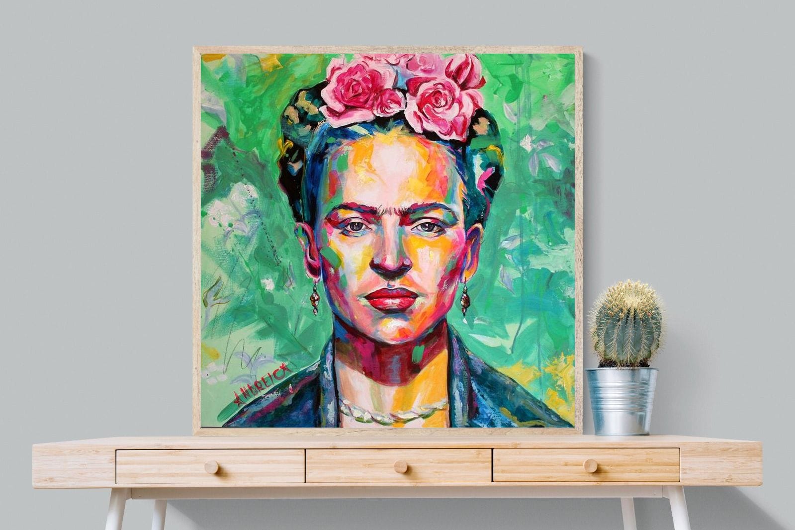 Frida Homage-Wall_Art-100 x 100cm-Mounted Canvas-Wood-Pixalot