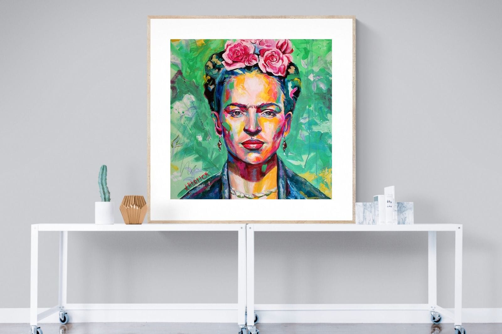Frida Homage-Wall_Art-120 x 120cm-Framed Print-Wood-Pixalot