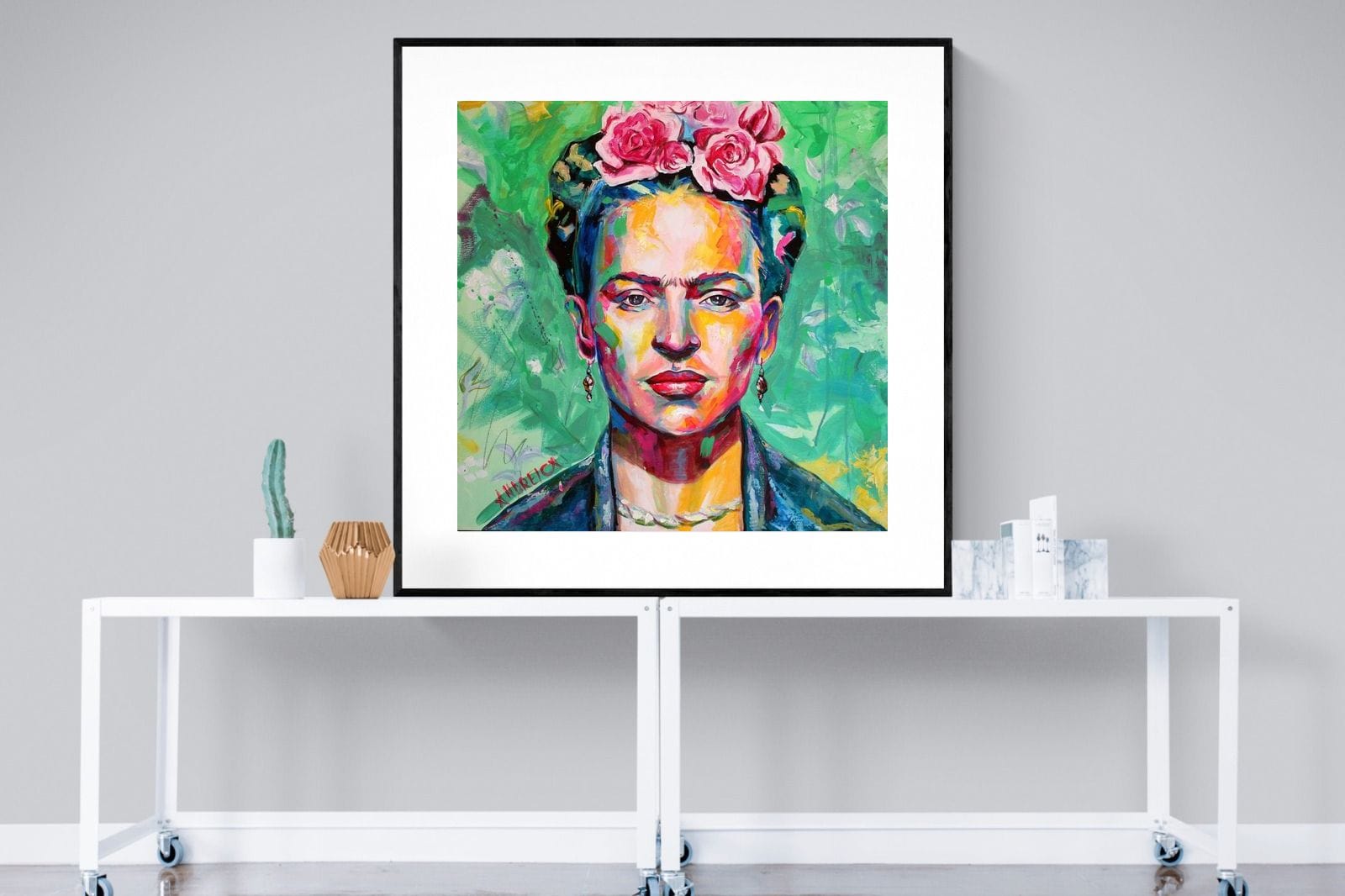 Frida Homage-Wall_Art-120 x 120cm-Framed Print-Black-Pixalot