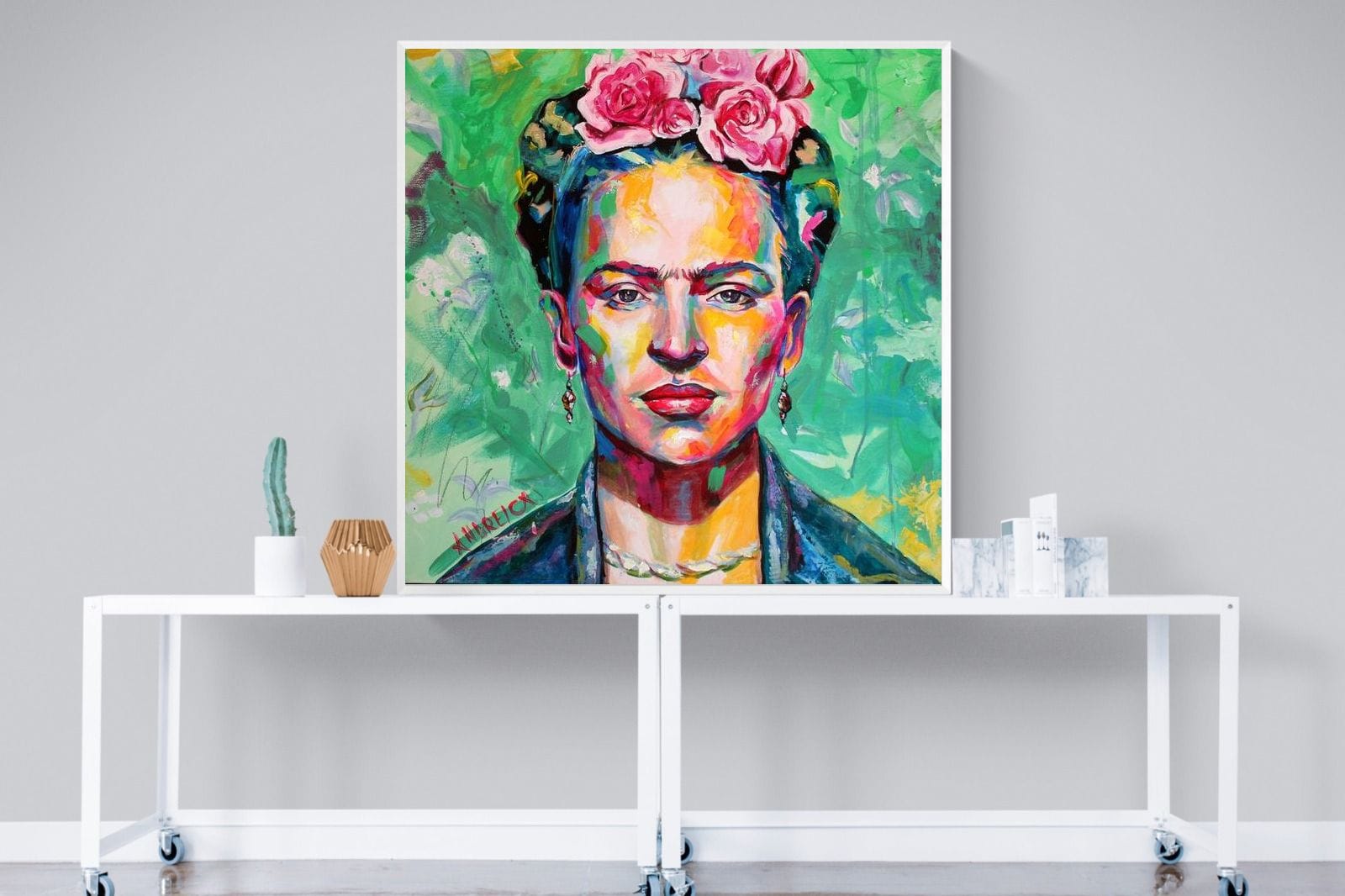 Frida Homage-Wall_Art-120 x 120cm-Mounted Canvas-White-Pixalot