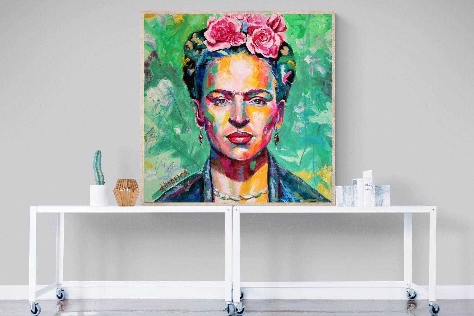 Frida Homage-Wall_Art-120 x 120cm-Mounted Canvas-Wood-Pixalot