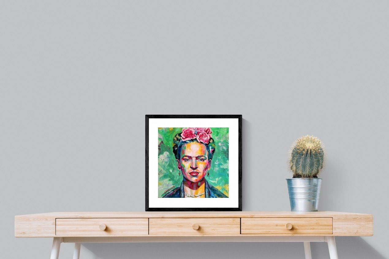 Frida Homage-Wall_Art-50 x 50cm-Framed Print-Black-Pixalot