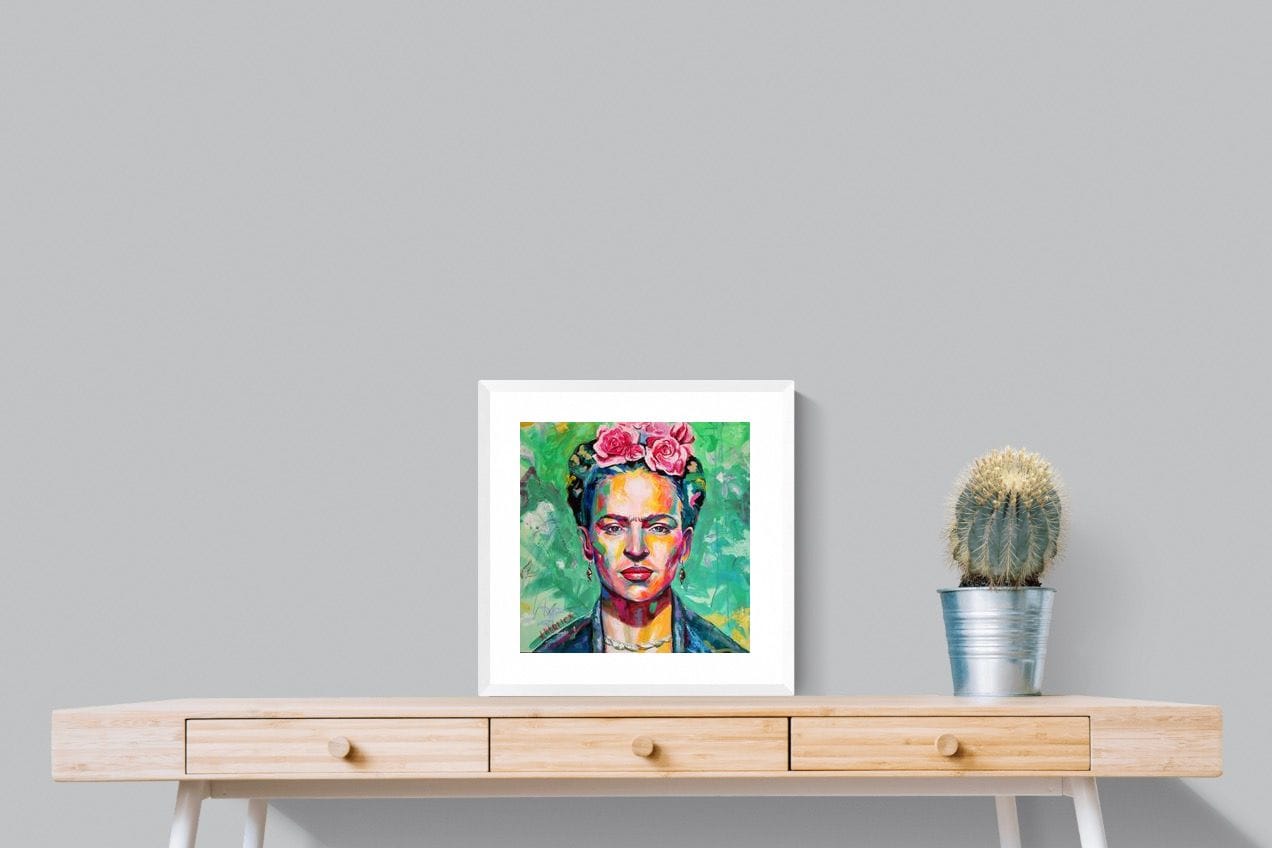 Frida Homage-Wall_Art-50 x 50cm-Framed Print-White-Pixalot