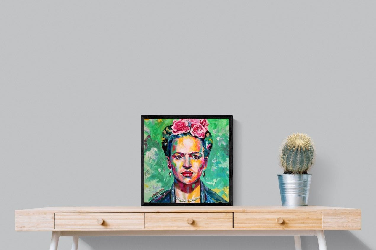 Frida Homage-Wall_Art-50 x 50cm-Mounted Canvas-Black-Pixalot