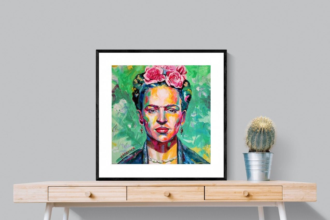 Frida Homage-Wall_Art-80 x 80cm-Framed Print-Black-Pixalot