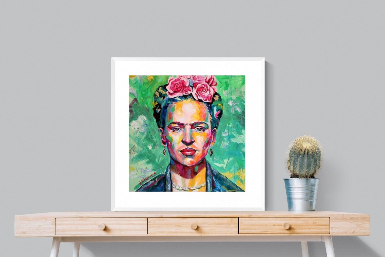 Frida Homage-Wall_Art-80 x 80cm-Framed Print-White-Pixalot