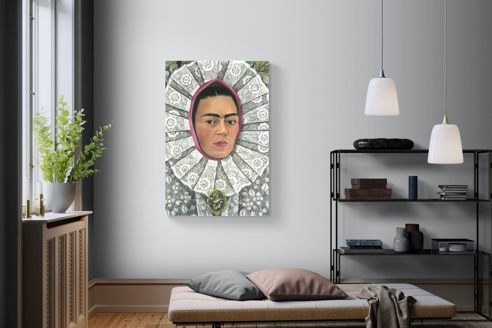 Frida Self-Portrait with Medallion-Wall_Art-100 x 150cm-Mounted Canvas-No Frame-Pixalot