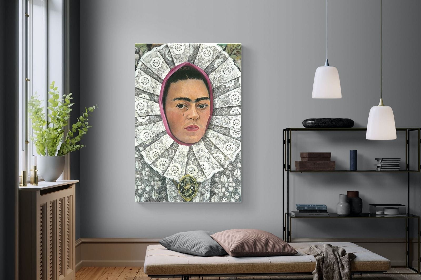 Frida Self-Portrait with Medallion-Wall_Art-120 x 180cm-Mounted Canvas-No Frame-Pixalot