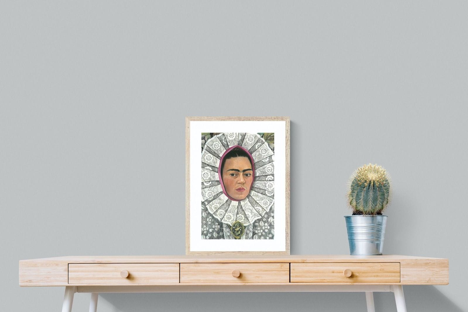 Frida Self-Portrait with Medallion-Wall_Art-45 x 60cm-Framed Print-Wood-Pixalot