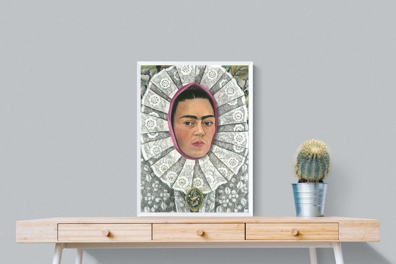 Frida Self-Portrait with Medallion-Wall_Art-60 x 80cm-Mounted Canvas-White-Pixalot