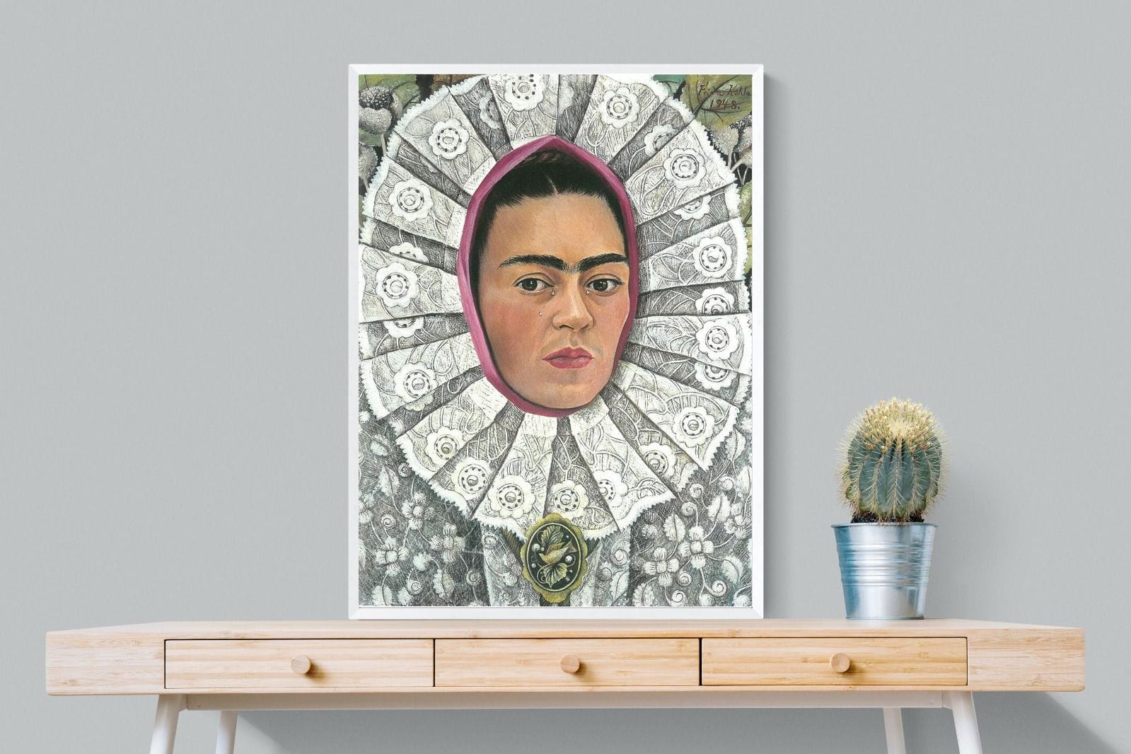 Frida Self-Portrait with Medallion-Wall_Art-75 x 100cm-Mounted Canvas-White-Pixalot