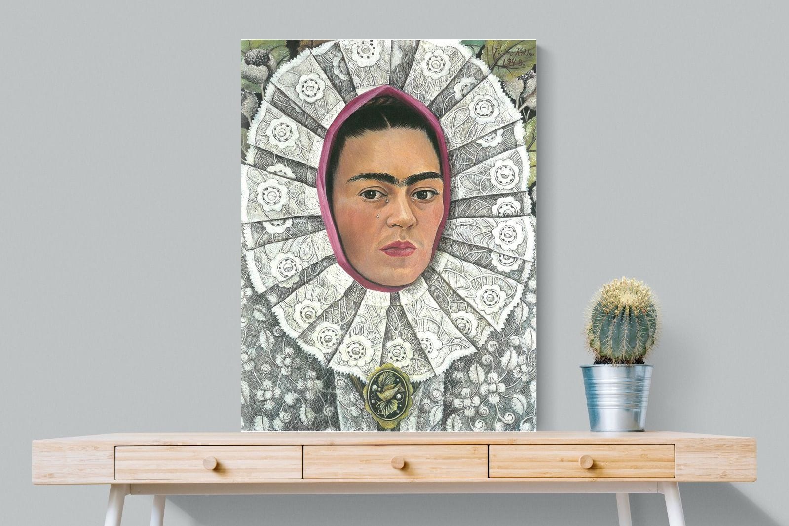 Frida Self-Portrait with Medallion-Wall_Art-75 x 100cm-Mounted Canvas-No Frame-Pixalot