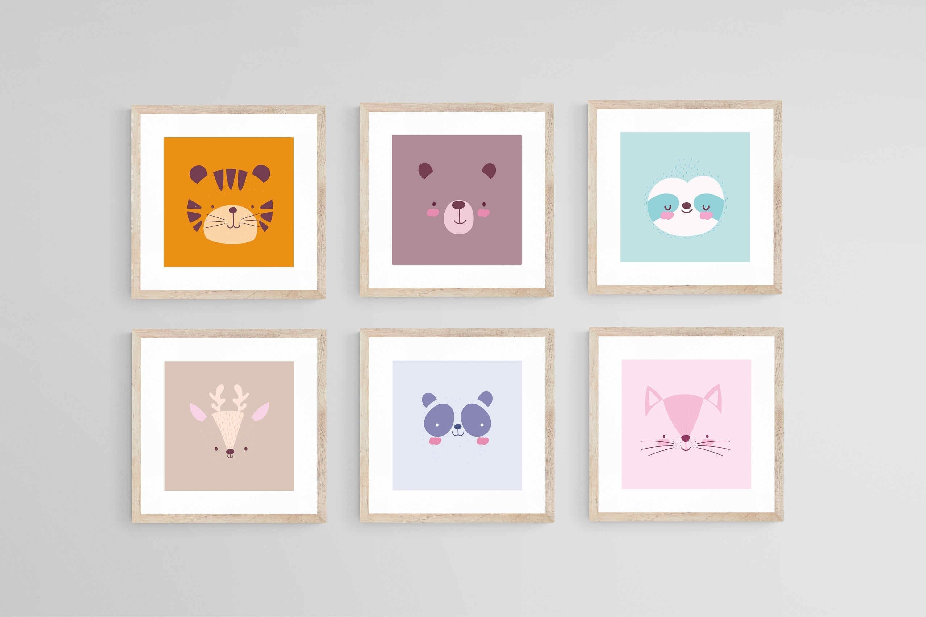 Furry Friends Set-Wall_Art-30 x 30cm (x6)-Framed Print-Wood-Pixalot