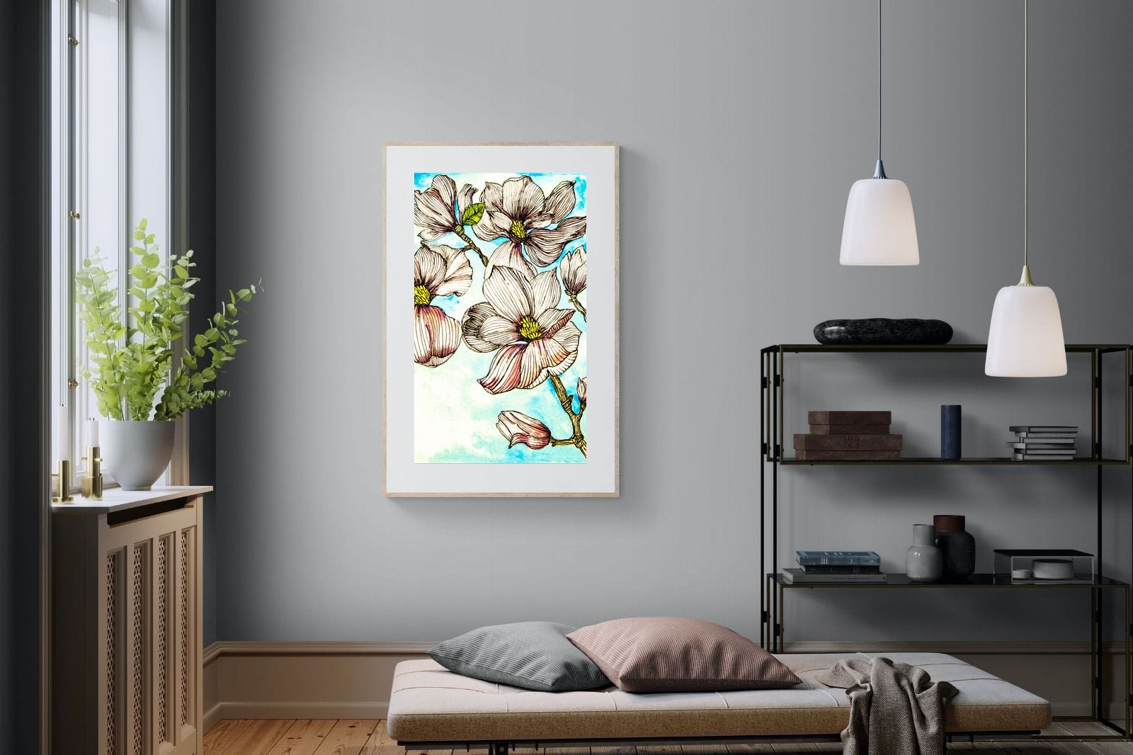 Geraniums-Wall_Art-100 x 150cm-Framed Print-Wood-Pixalot