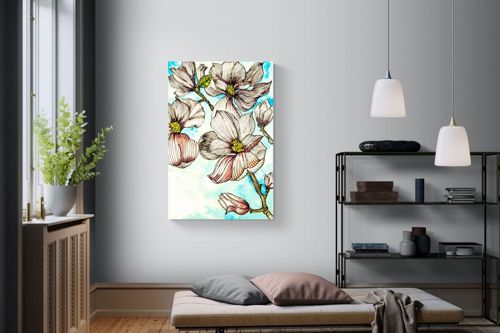 Geraniums-Wall_Art-100 x 150cm-Mounted Canvas-No Frame-Pixalot