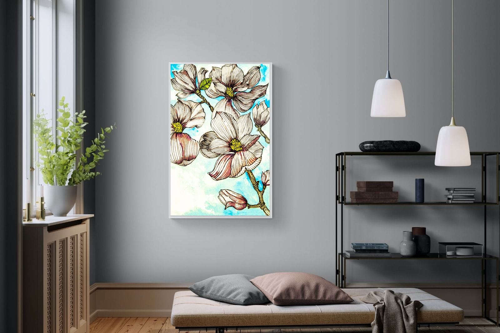 Geraniums-Wall_Art-100 x 150cm-Mounted Canvas-White-Pixalot