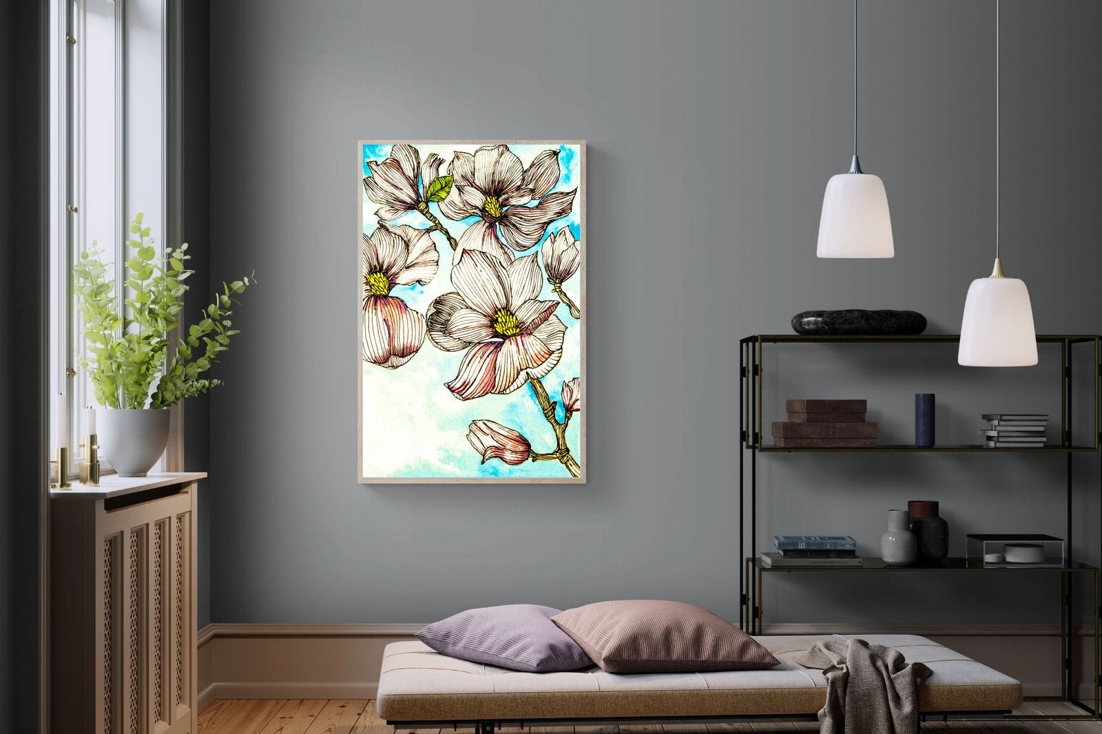 Geraniums-Wall_Art-100 x 150cm-Mounted Canvas-Wood-Pixalot