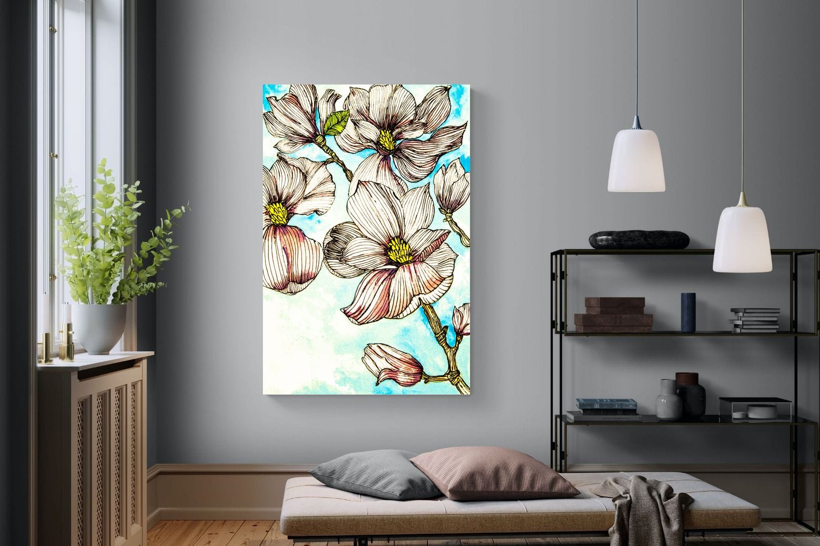 Geraniums-Wall_Art-120 x 180cm-Mounted Canvas-No Frame-Pixalot