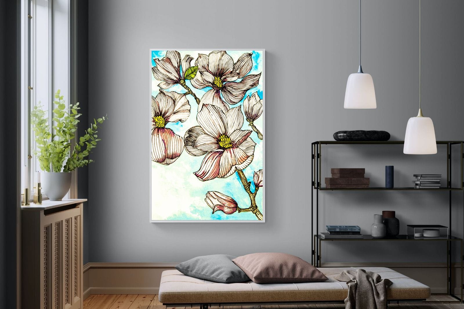 Geraniums-Wall_Art-120 x 180cm-Mounted Canvas-White-Pixalot