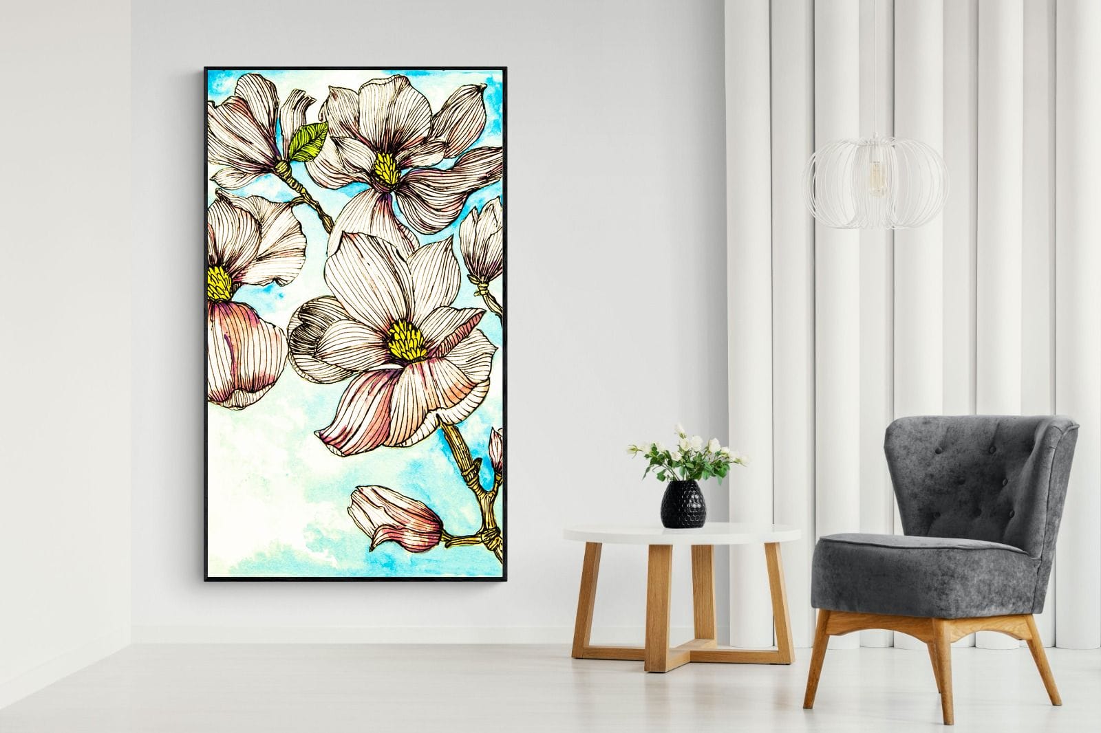 Geraniums-Wall_Art-130 x 220cm-Mounted Canvas-Black-Pixalot