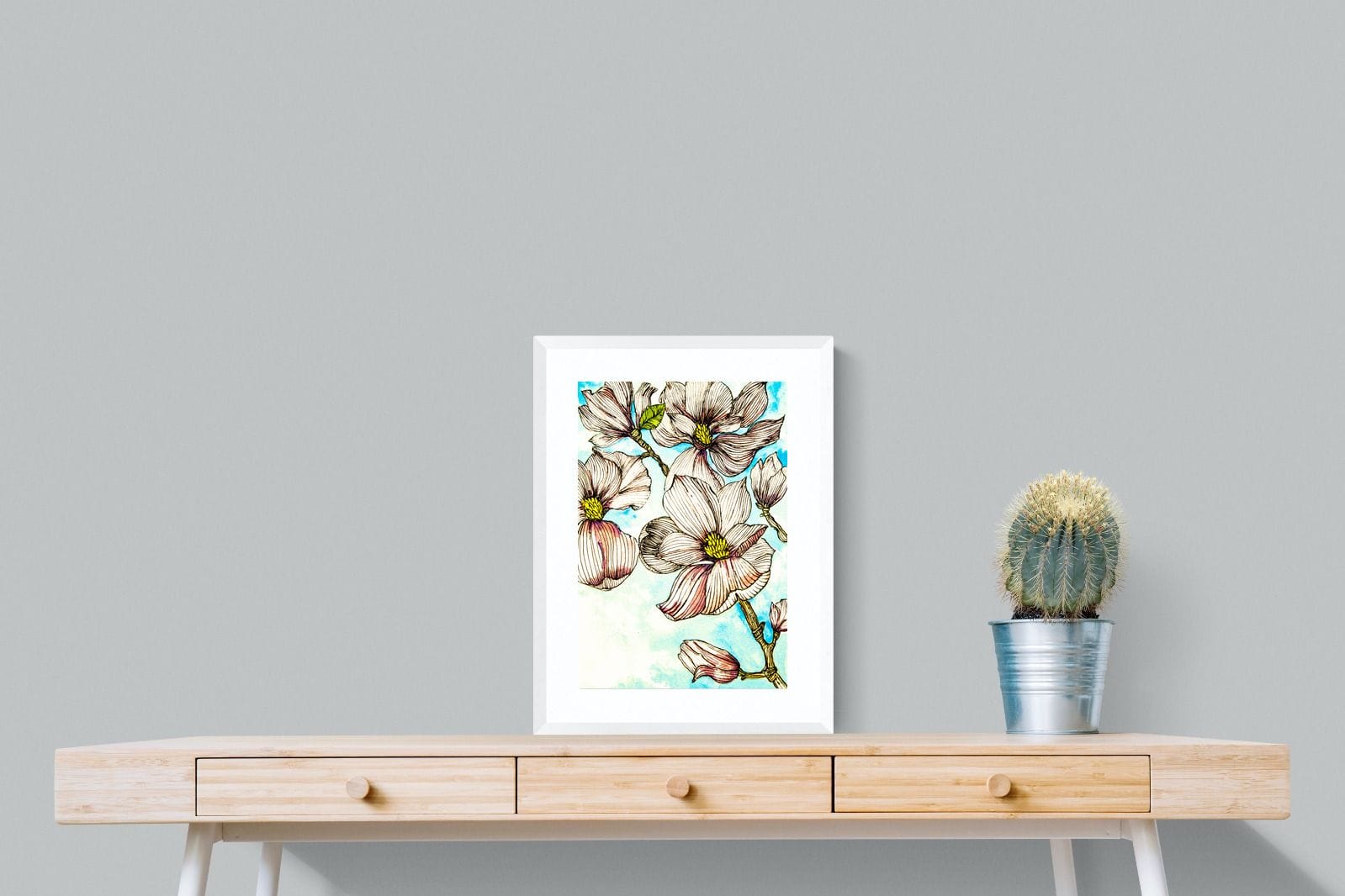 Geraniums-Wall_Art-45 x 60cm-Framed Print-White-Pixalot