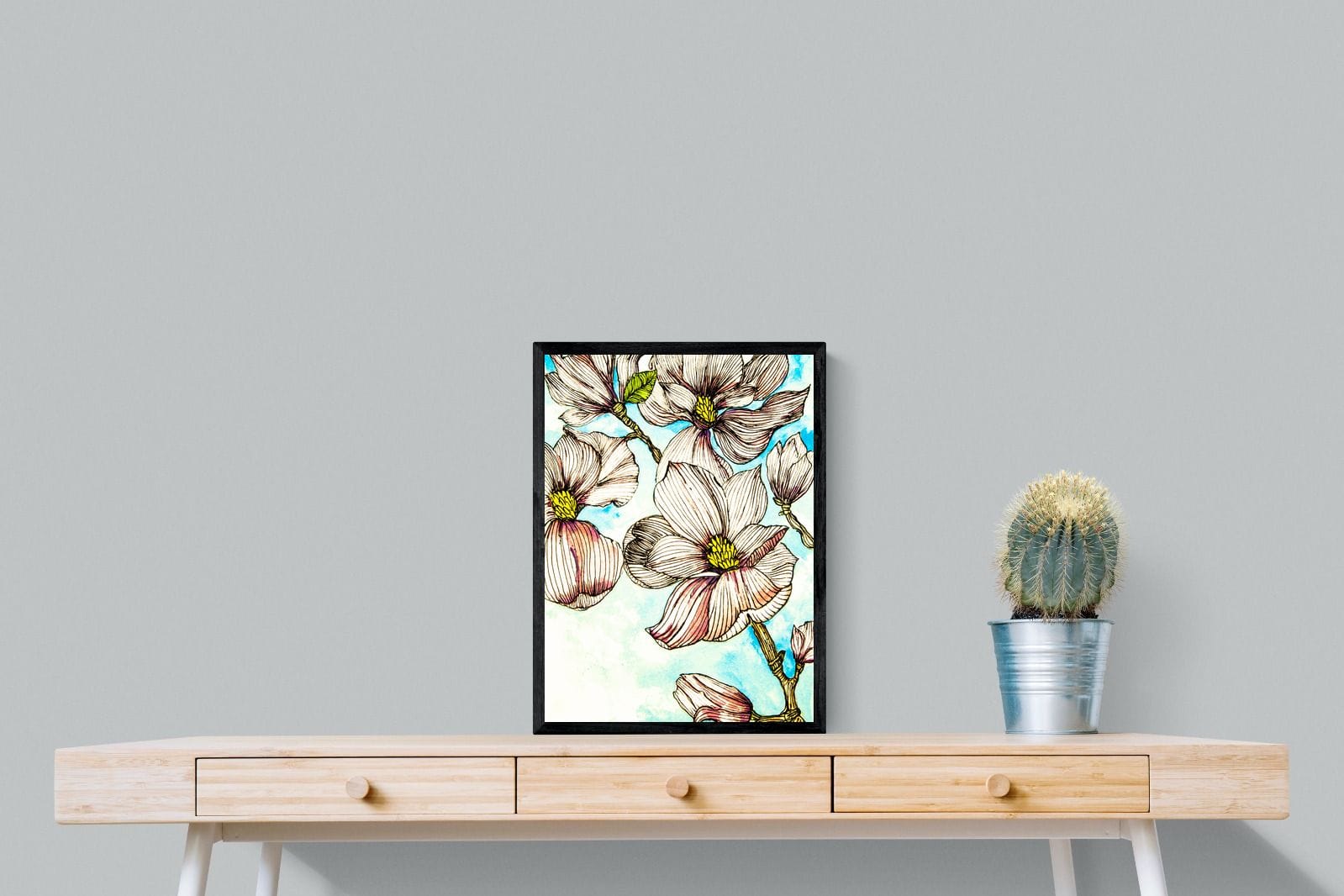 Geraniums-Wall_Art-45 x 60cm-Mounted Canvas-Black-Pixalot
