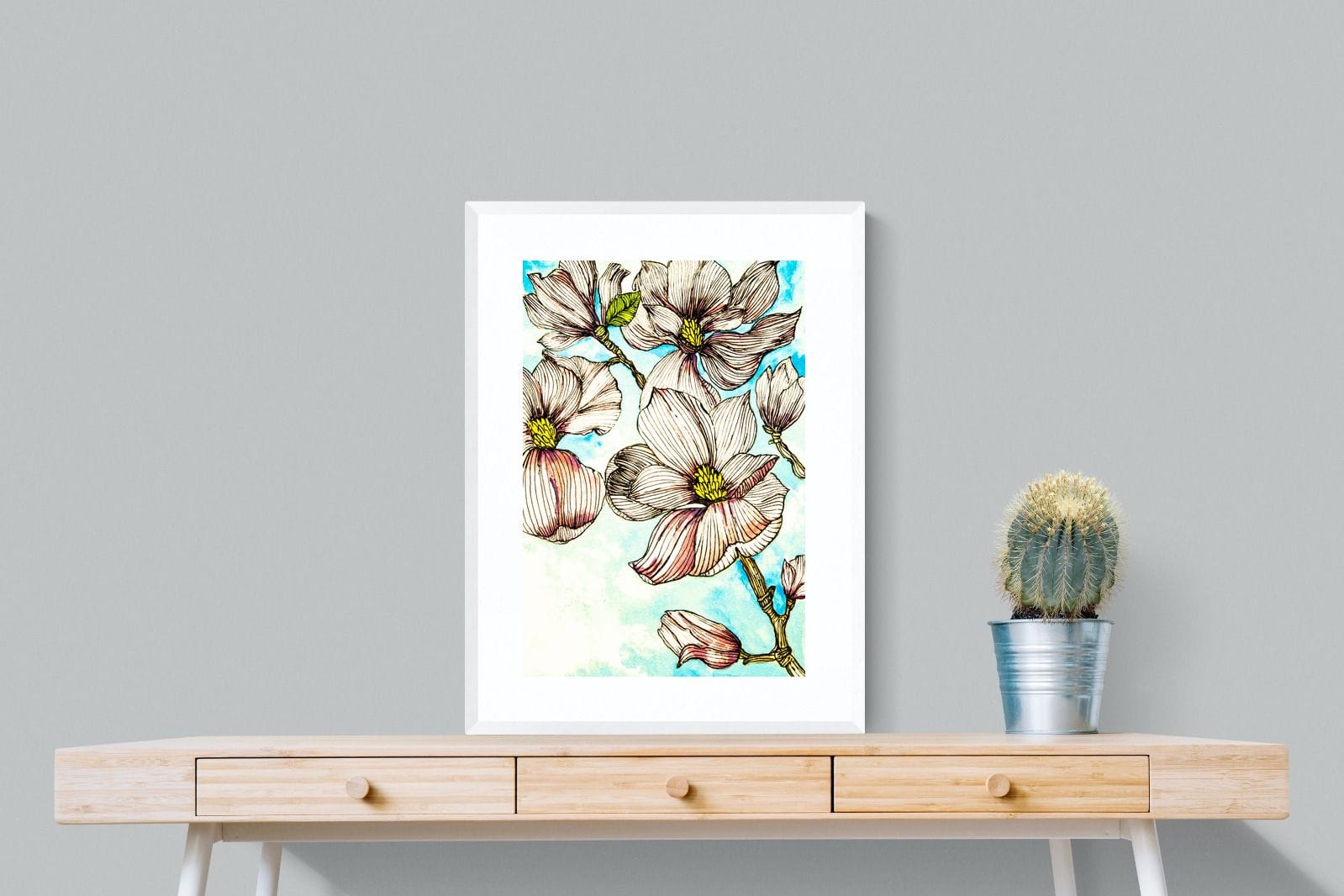 Geraniums-Wall_Art-60 x 80cm-Framed Print-White-Pixalot