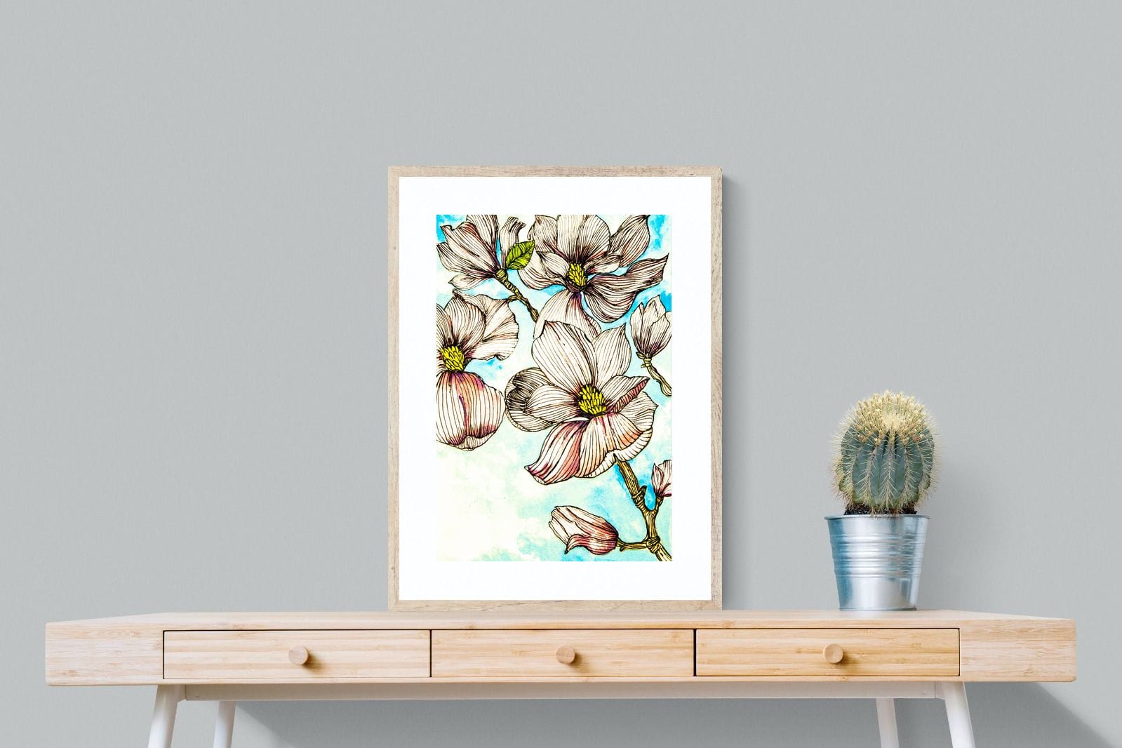 Geraniums-Wall_Art-60 x 80cm-Framed Print-Wood-Pixalot