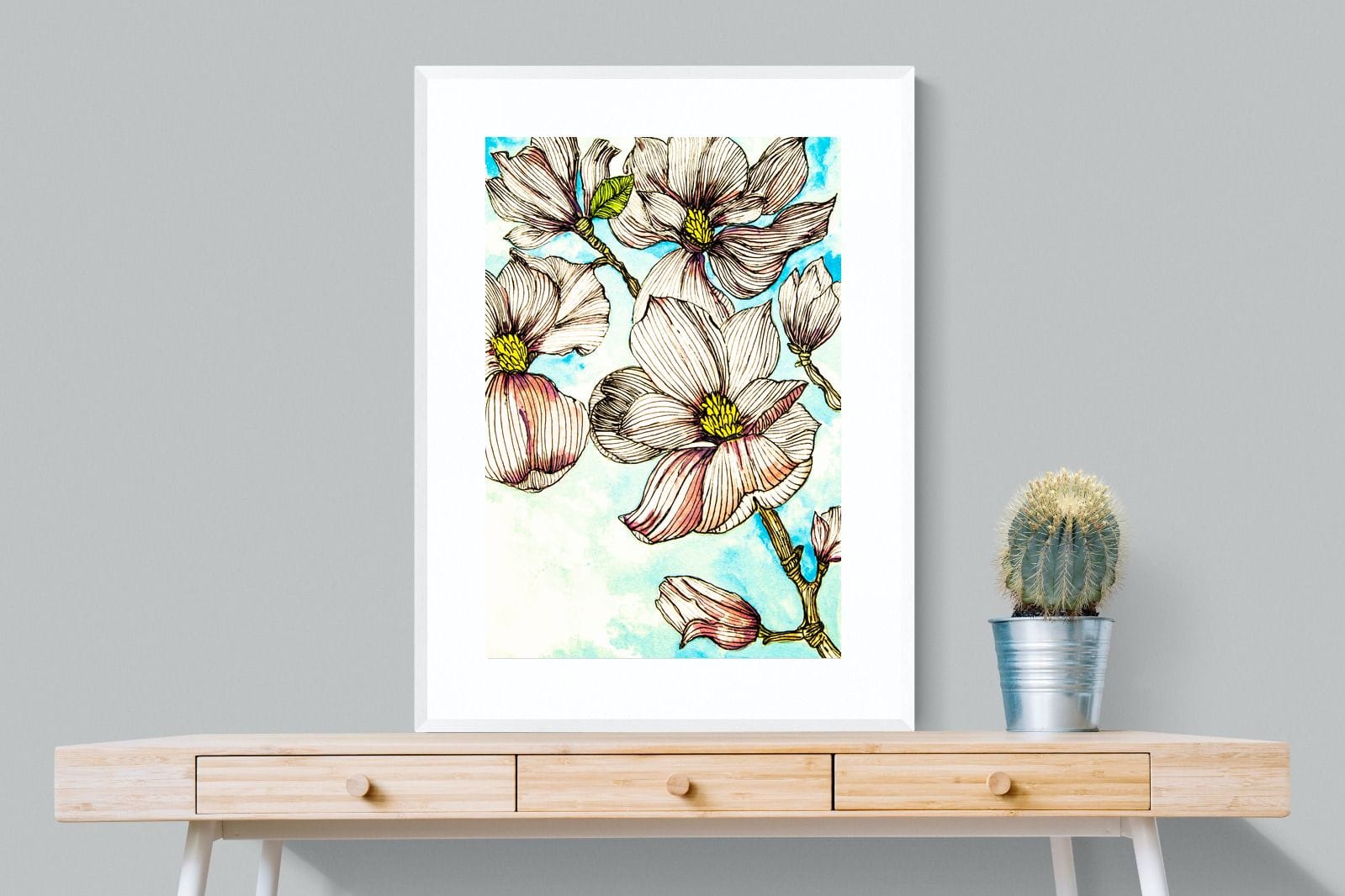 Geraniums-Wall_Art-75 x 100cm-Framed Print-White-Pixalot
