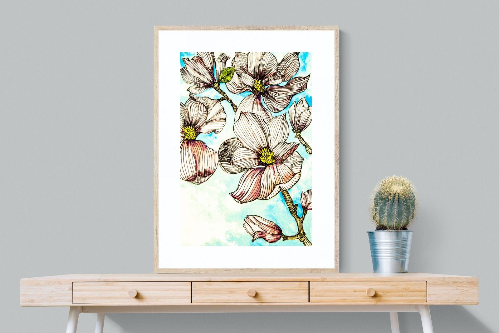 Geraniums-Wall_Art-75 x 100cm-Framed Print-Wood-Pixalot