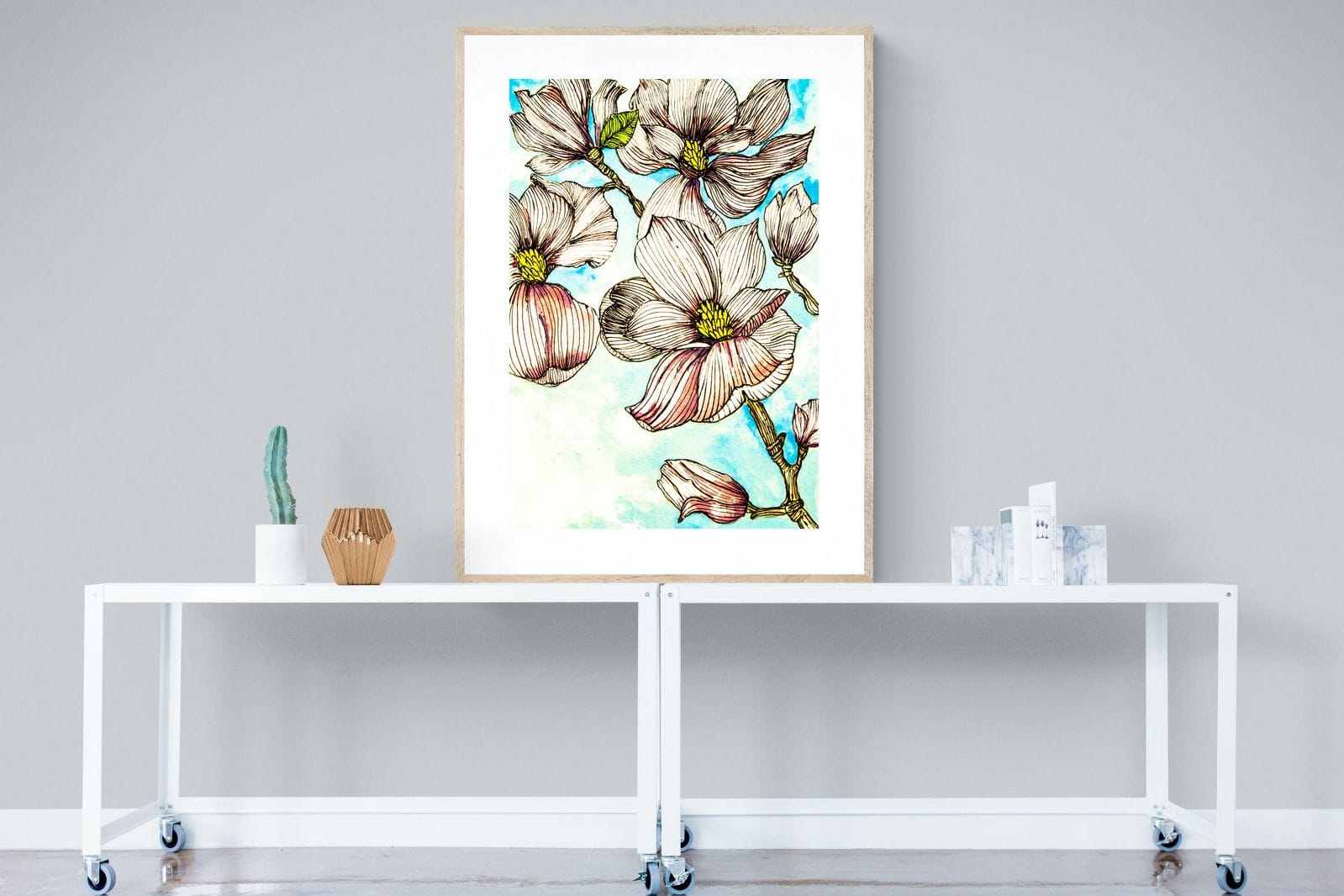 Geraniums-Wall_Art-90 x 120cm-Framed Print-Wood-Pixalot