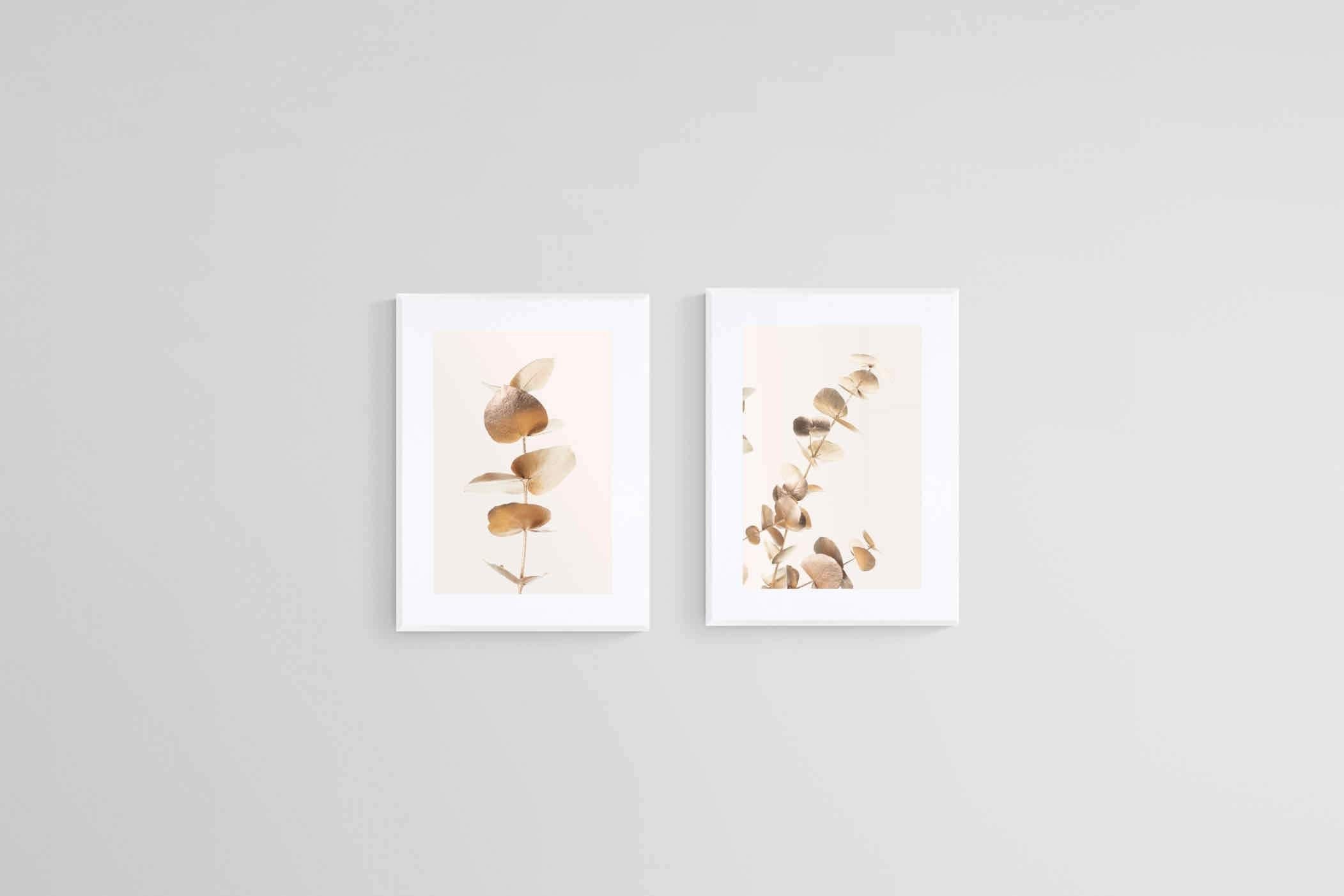 Golden Eucalyptus Set-Wall_Art-45 x 60cm (x2)-Framed Print-White-Pixalot