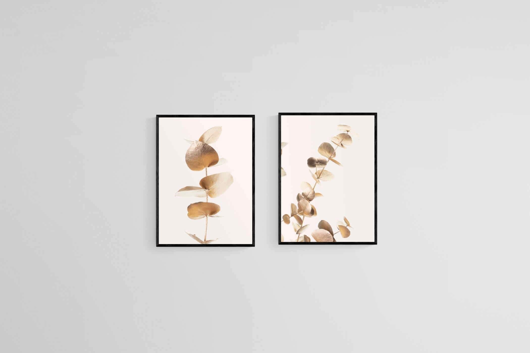 Golden Eucalyptus Set-Wall_Art-45 x 60cm (x2)-Mounted Canvas-Black-Pixalot